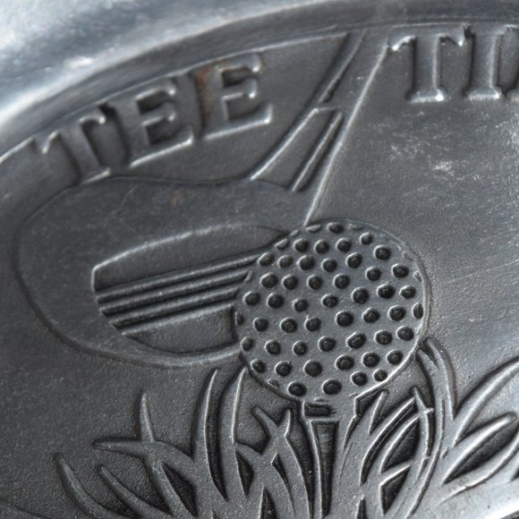 ⛳️vtg Old Country YORK Pewtarex TEE TIME Embossed Pewter Golf Tray Plate Bread - Picture 5 of 5